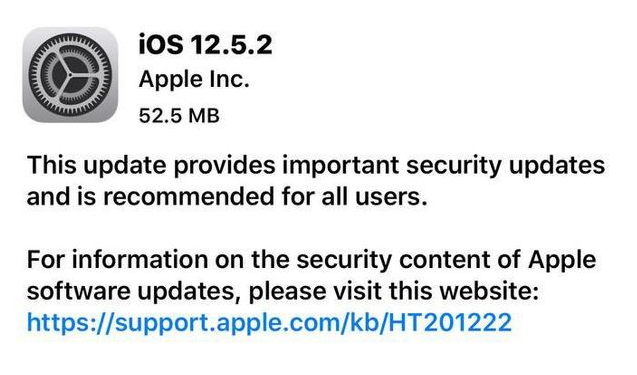 泽库苹果手机维修分享iOS12.5.2发布，建议所有老苹果用户安装 